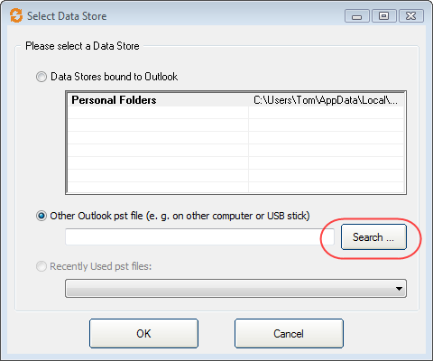 Search other pst file