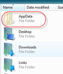 AppData in user folder